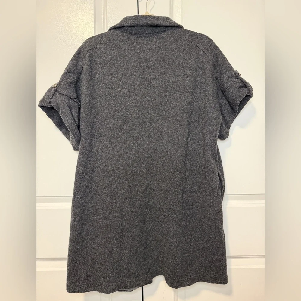 Zara Woman Gray Wool Blend Short Sleeve Cocoon Coat Jacket Funnel Neck M